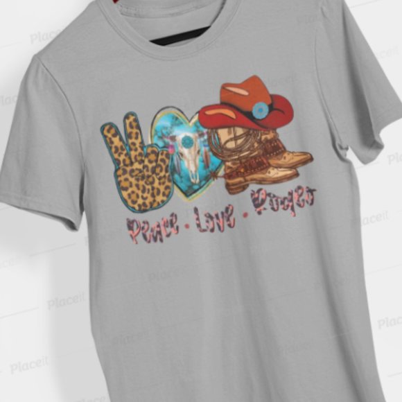 Peace, Love, Rodeo, Gypsy, Ladies tshirt, Plus size Fall des… - Picture 2 of 2